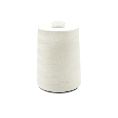 Raw White 100 Spun Polyester Sewing Thread 50 / 2 Kekuatan Tinggi AAA Grade