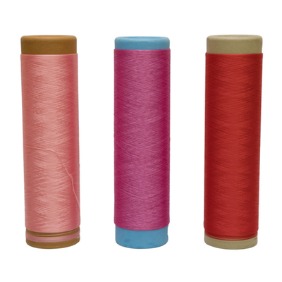 150D 300D Warna diwarnai 100% benang filamen poliester untuk tenun overlock pakaian kaus kaki