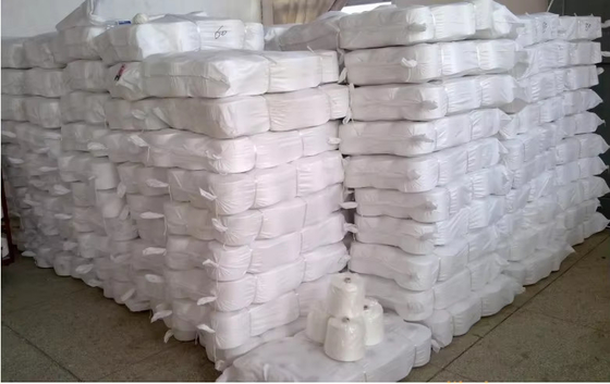 100 Spun Polyester Garment Raw White Knitting Weaving Ne 20S 30S 40S 42S 45S 60S Polyester Garment