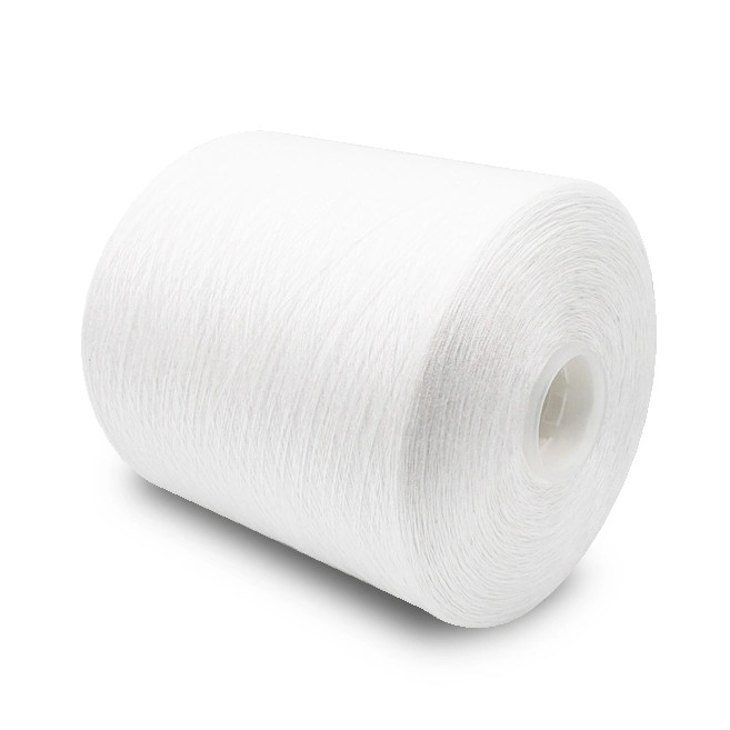2025 HOT JUAL KUALITAS TINGGI 60/2 RAW PUTIH 100% Poliester SPUN YARN 1.25kgs/CONE